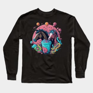 Stallion's Serenade: Harmonizing with Horse Majesty Long Sleeve T-Shirt